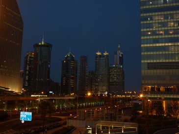 Photograph of Shanghai at night
